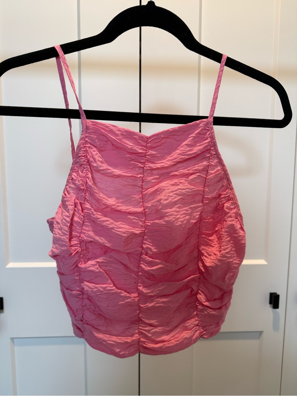 Zara Pink Ruched Spaghetti-Strap Cami